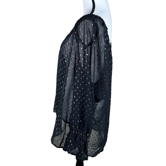 Lane Bryant Black Sheer Polka Dot Blouse - Picture 5 of 9
